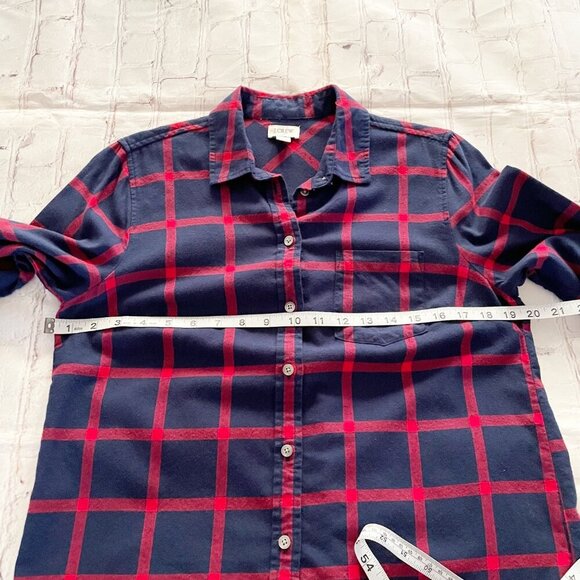 J. Crew Checkered in Dark Blue and Crimson Long Sleeve Button Up Plaid Shirt S - Picture 7 of 9